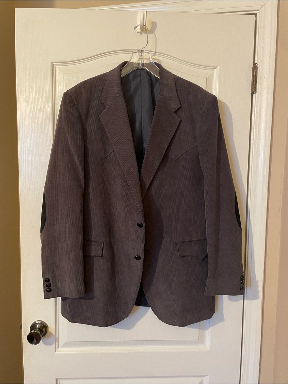 Circle S Corduroy Blazer Sport Coat Elbow Patch Western 2 Button Gray Size 46L